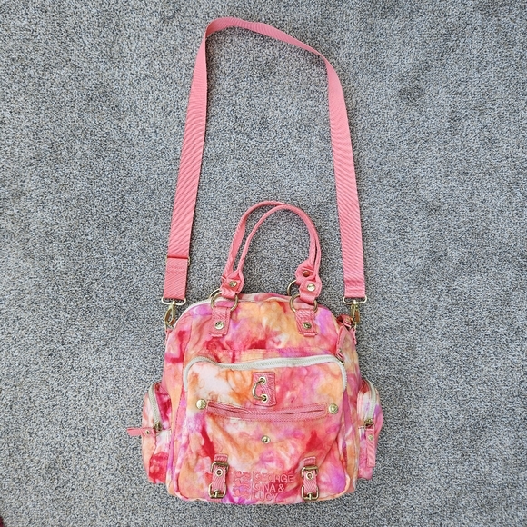 George Gina & Lucy Gimmetall Pink Orange Tye Dye Patterned Bag Crossbody Purse - Picture 8 of 16